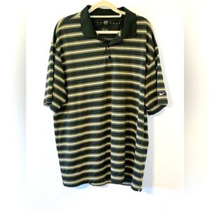 NIKE GOLF Men's L Dri-Fit Tour Performance Black Striped Polo Shirt Size XL